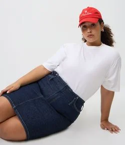 Saia Lápis em Jeans Sem Cós Curve & Plus Size
