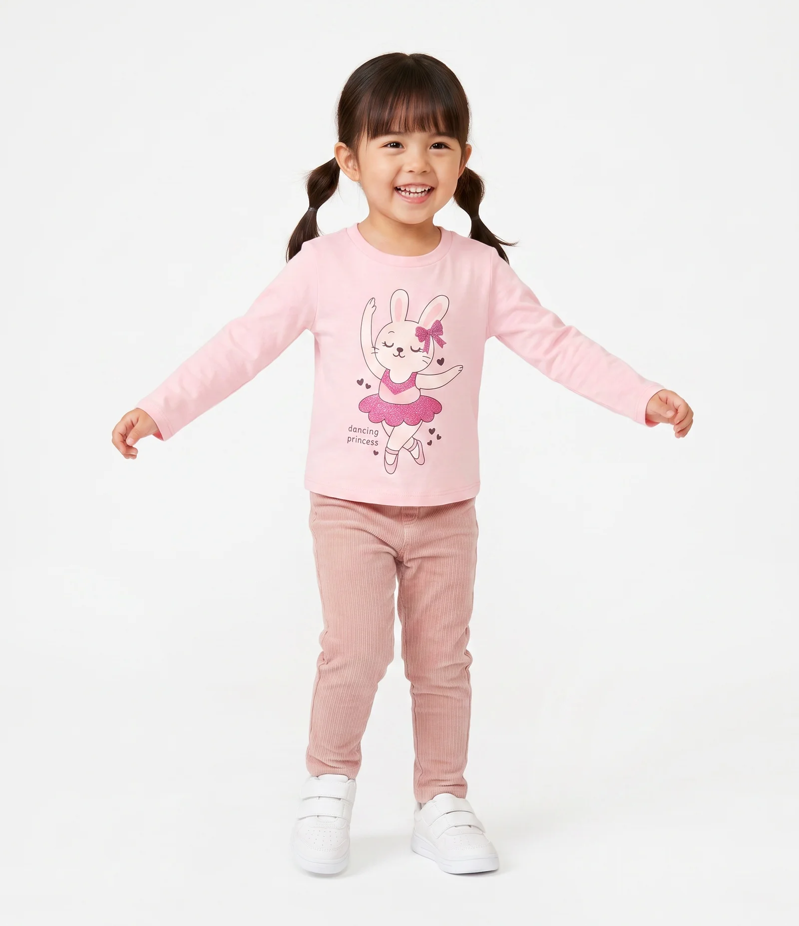 Camiseta Manga Longa Coelha Bailarina - Tam 1 a 6 Anos Rosa 1