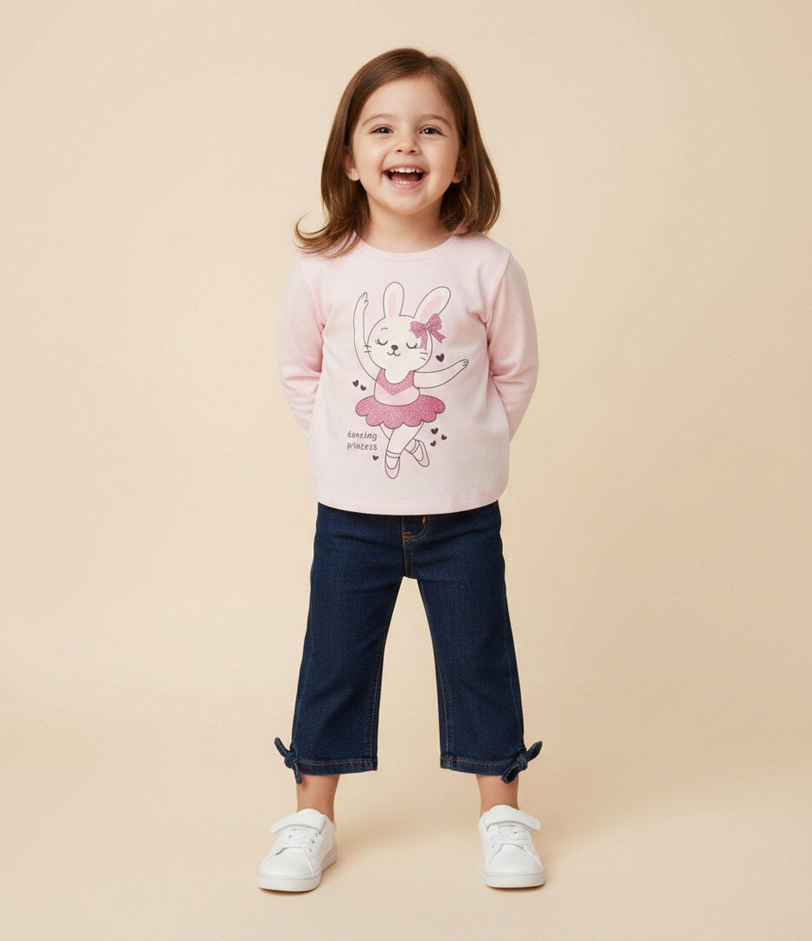 Camiseta Manga Longa Coelha Bailarina - Tam 1 a 6 Anos Rosa 1
