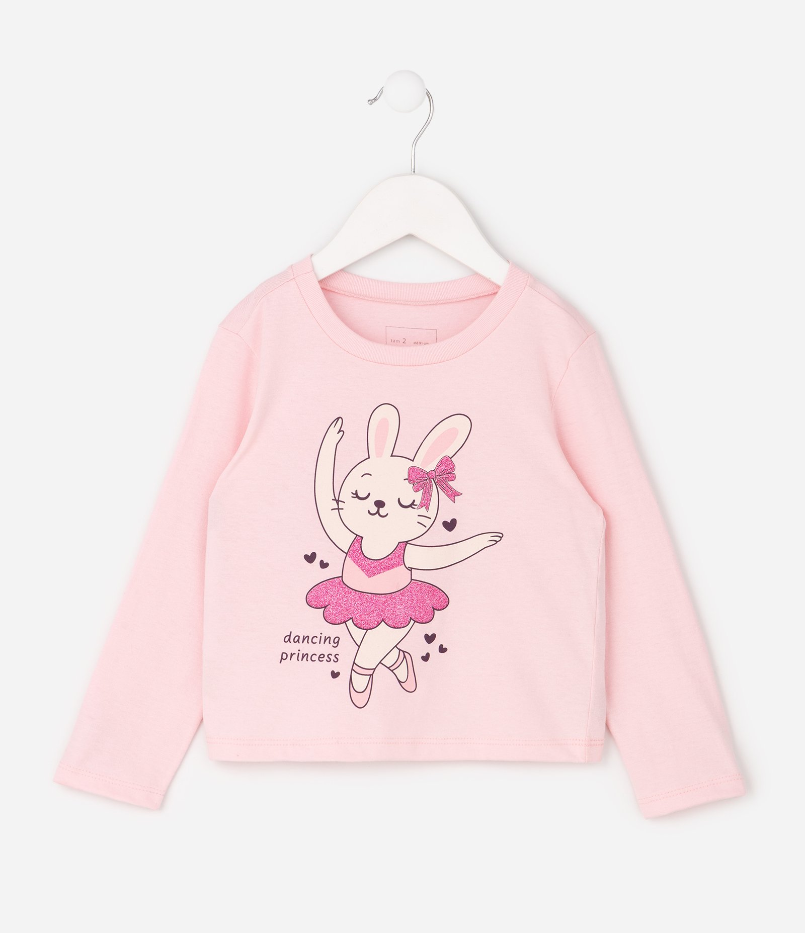 Camiseta Manga Longa Coelha Bailarina - Tam 1 a 6 Anos Rosa 2