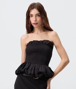 Blusa Tomara que Caia com Franzidos no Busto e Modelagem Peplum