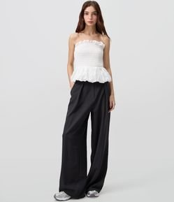 Blusa Tomara que Caia com Franzidos no Busto e Modelagem Peplum