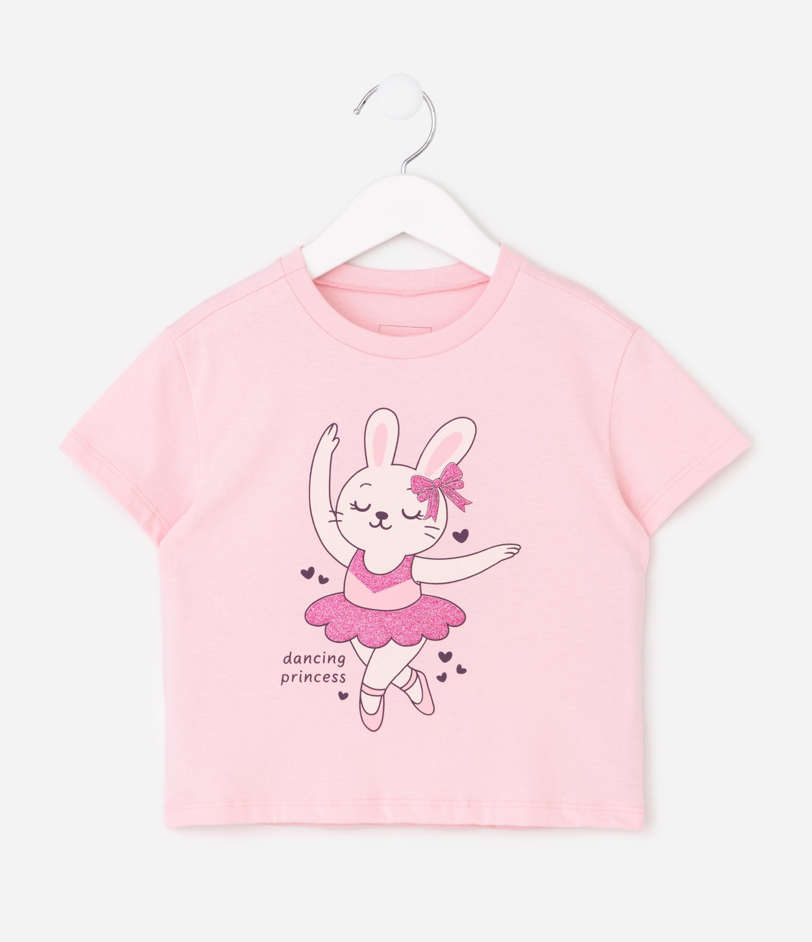 Camiseta Infantil em Algodão com Estampa de Coelha Bailarina - Tam 1 A 5/6 Rosa 2