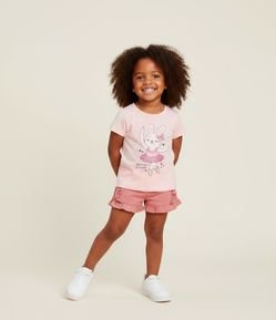 Camiseta Infantil em Algodão com Estampa de Coelha Bailarina - Tam 1 A 5/6