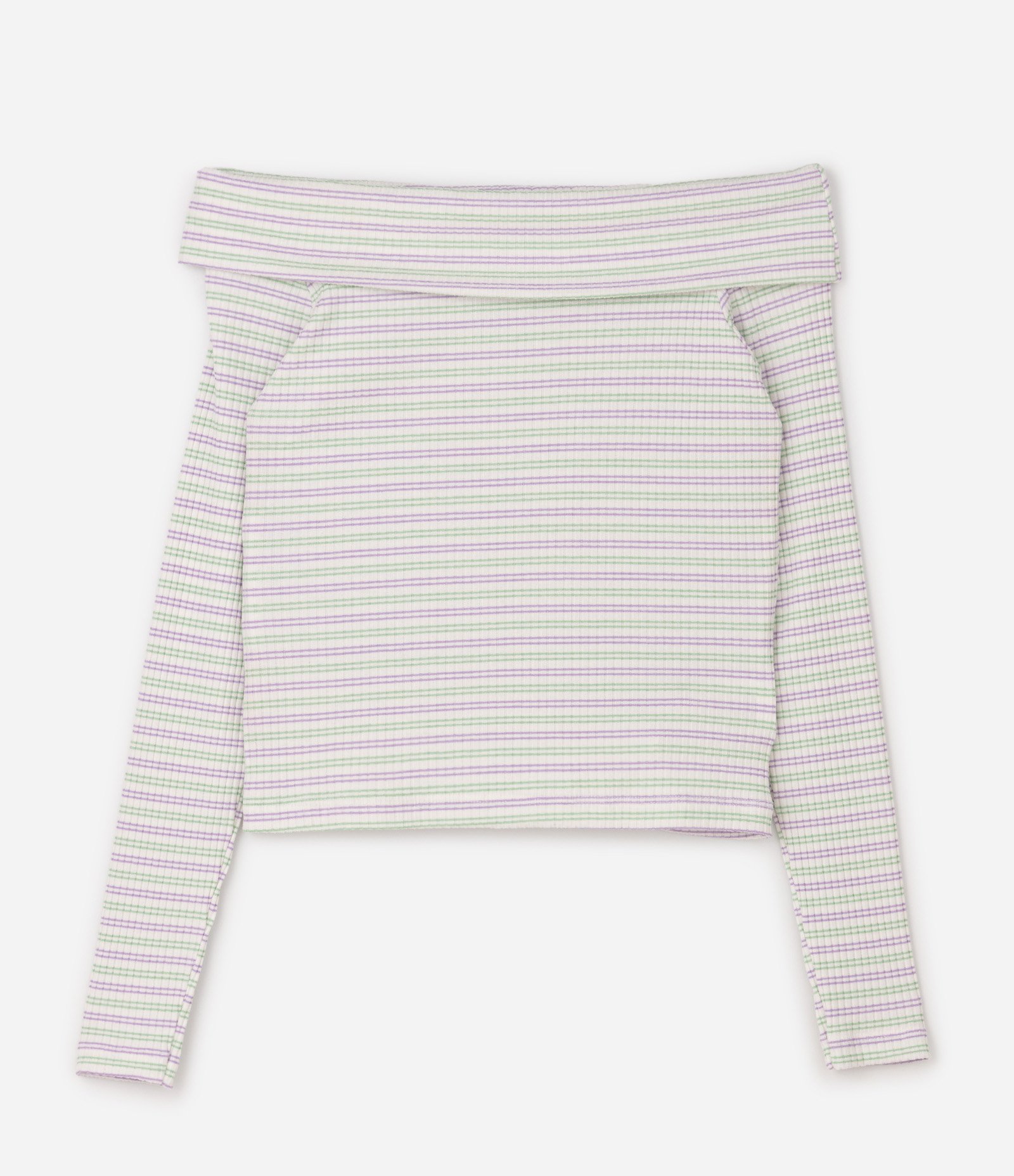 Blusa Baby Look Infantil Listrado com Decote Ombro a Ombro – Tam 7 a 16 Anos Off White 2
