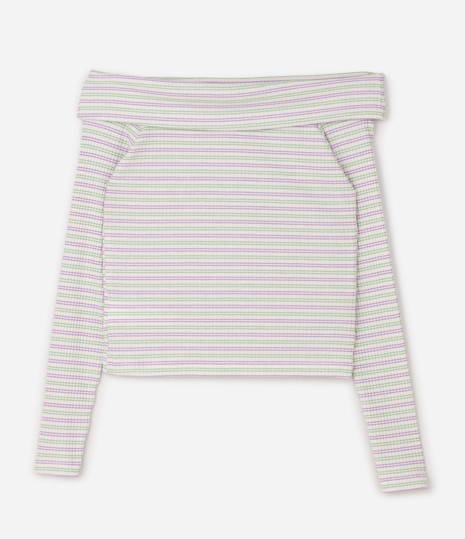 Blusa Baby Look Infantil Listrado com Decote Ombro a Ombro – Tam 7 a 16 Anos Off White 3