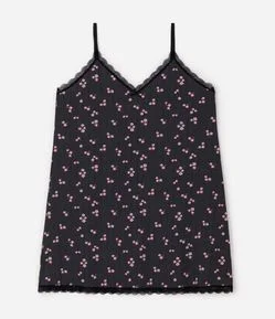 Camisola Poá e Floral Curve & Plus Size