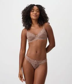 Calcinha Biquíni Fio em Renda Floral