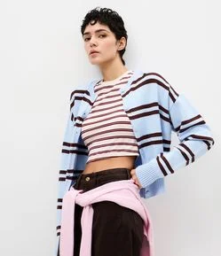 Blusa em Algodão com Estampa Listrada