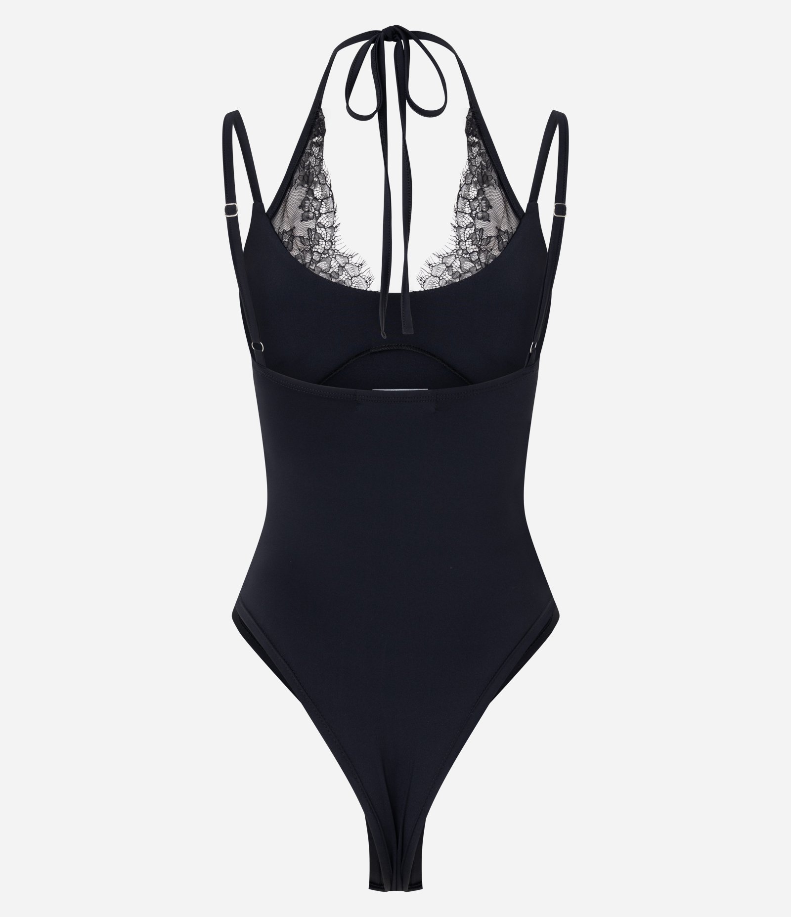 Body em Poliamida com Decote Halter e Detalhes em Renda Preto 3