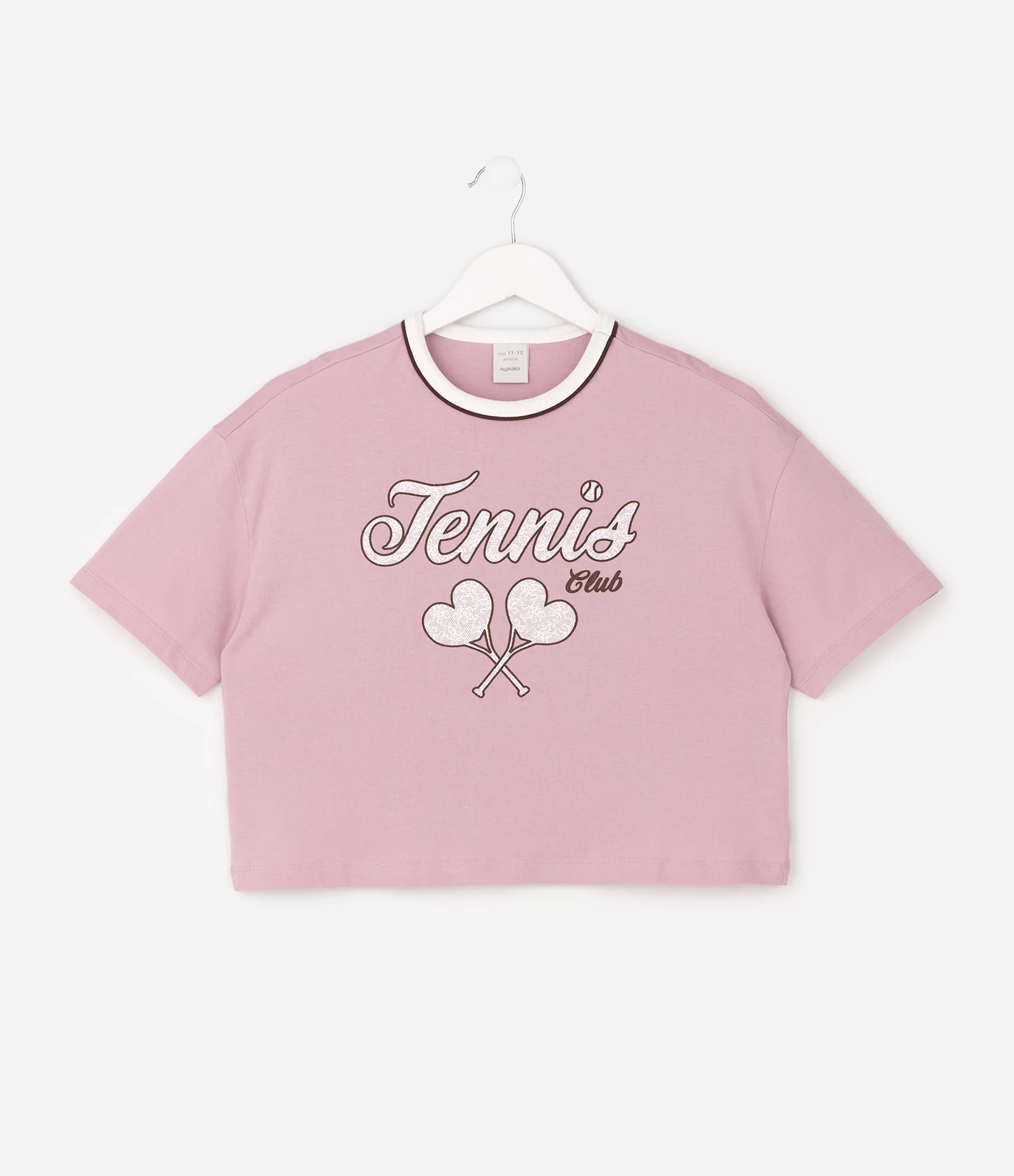 Camiseta Boxy em Algodão com Estampa Lettering Tennis Club - Tam 5 a 16 Anos Rosa 2