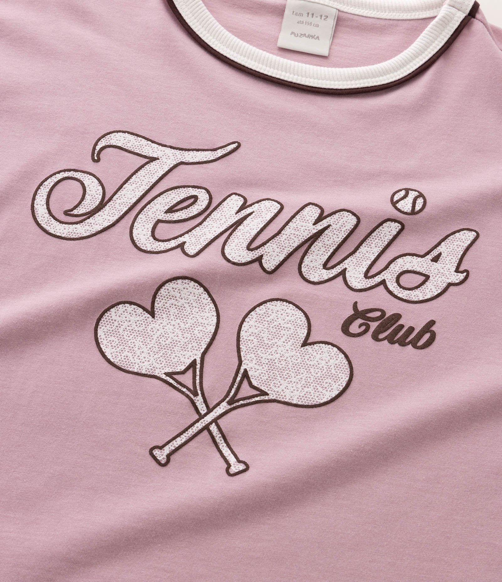 Camiseta Boxy em Algodão com Estampa Lettering Tennis Club - Tam 5 a 16 Anos Rosa 5