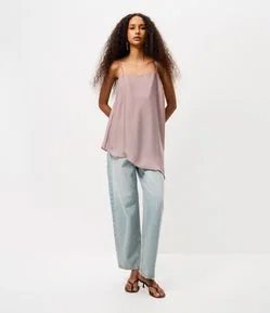 Blusa de Alcinha em Chiffon com Barra Assimétrica