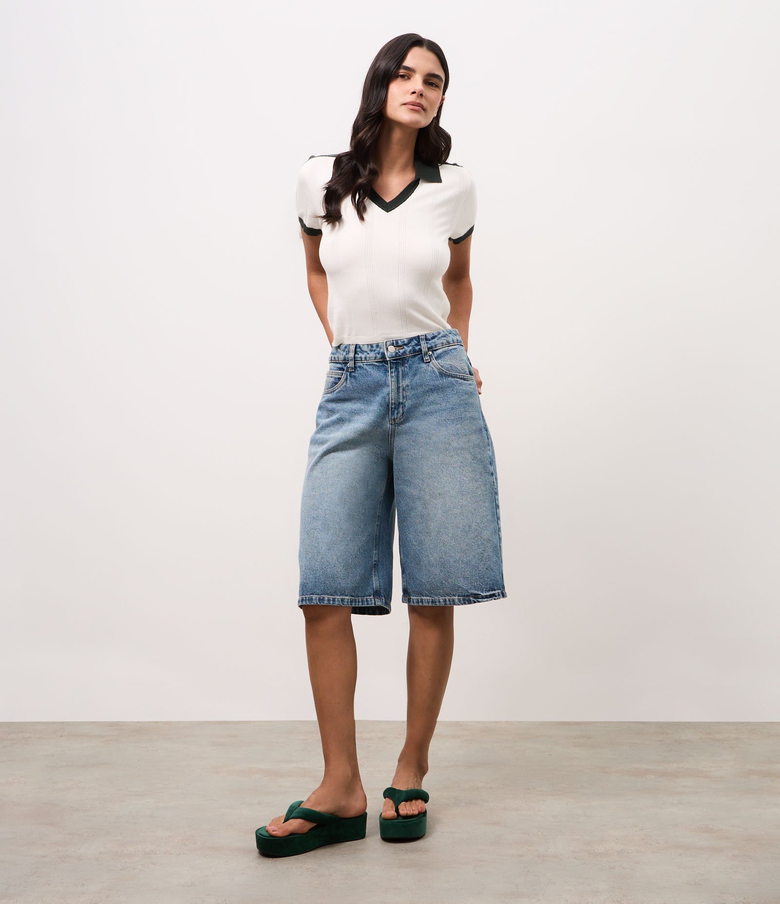 Sandália Flatform em Veludo com Tira Larga Verde 6