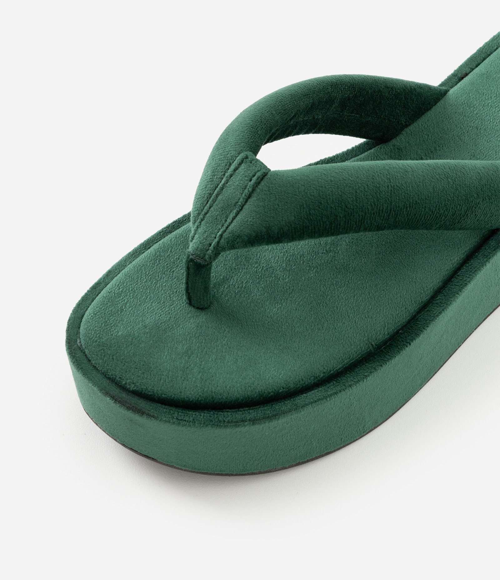 Sandália Flatform em Veludo com Tira Larga Verde 5