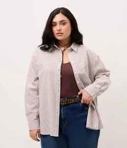 Camisa em Ana Ruga Listrada Curve & Plus Size