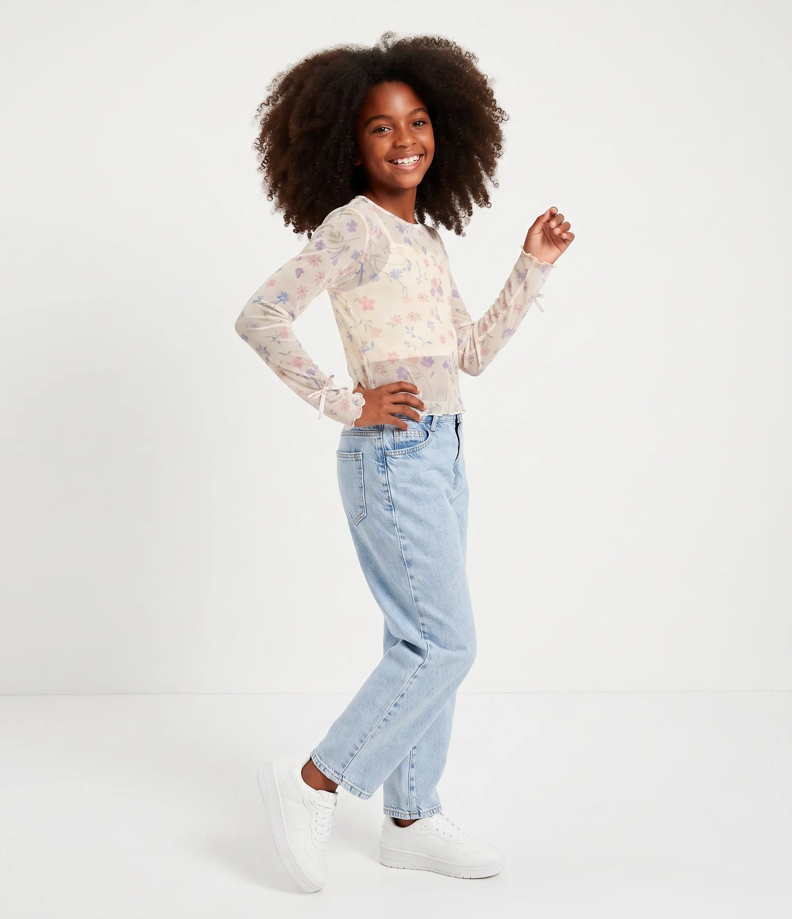 Blusa Infantil Em Tule Com Top Por Baixo - Tam 7 a 16 Anos Bege 2