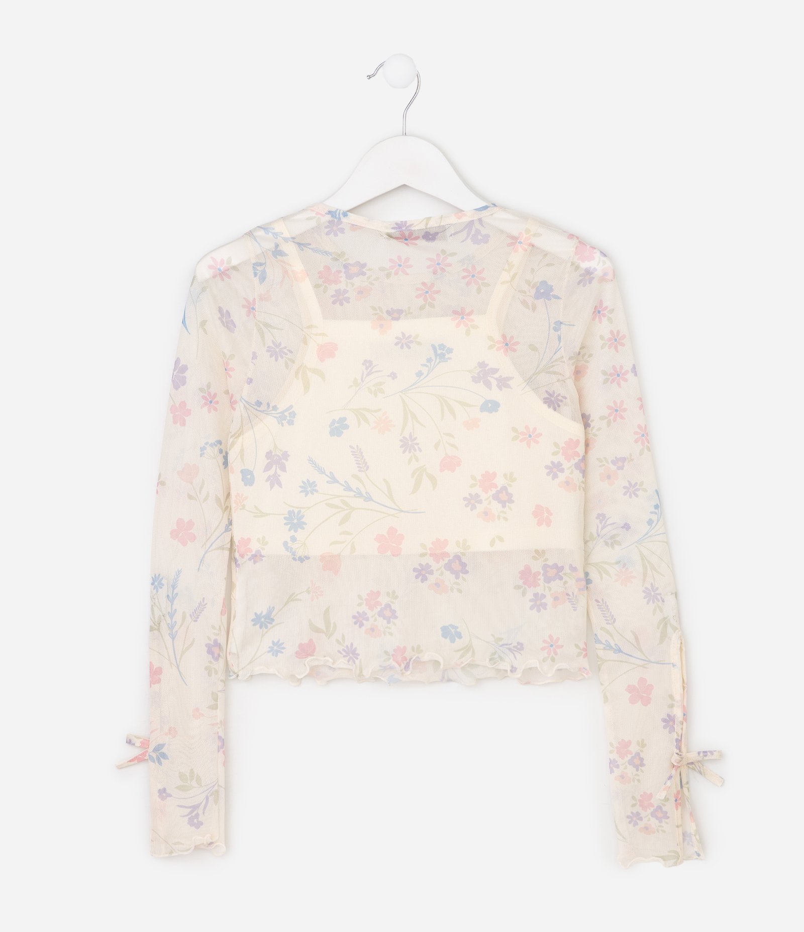 Blusa Infantil Em Tule Com Top Por Baixo - Tam 7 a 16 Anos Bege 4