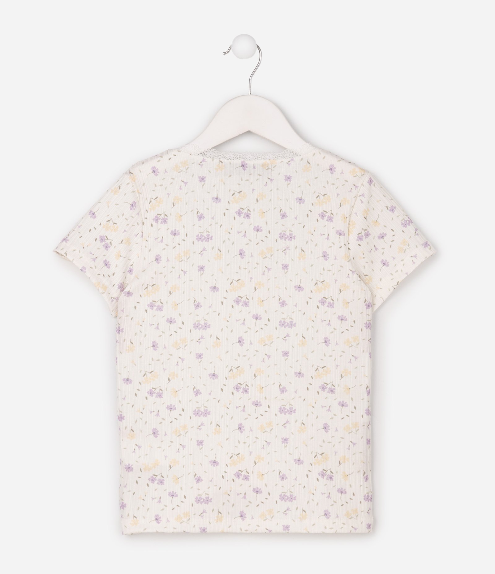 Blusa Infantil Em Algodão Com Rendinha Floral - Tam 5 a 14 Anos Off White 3