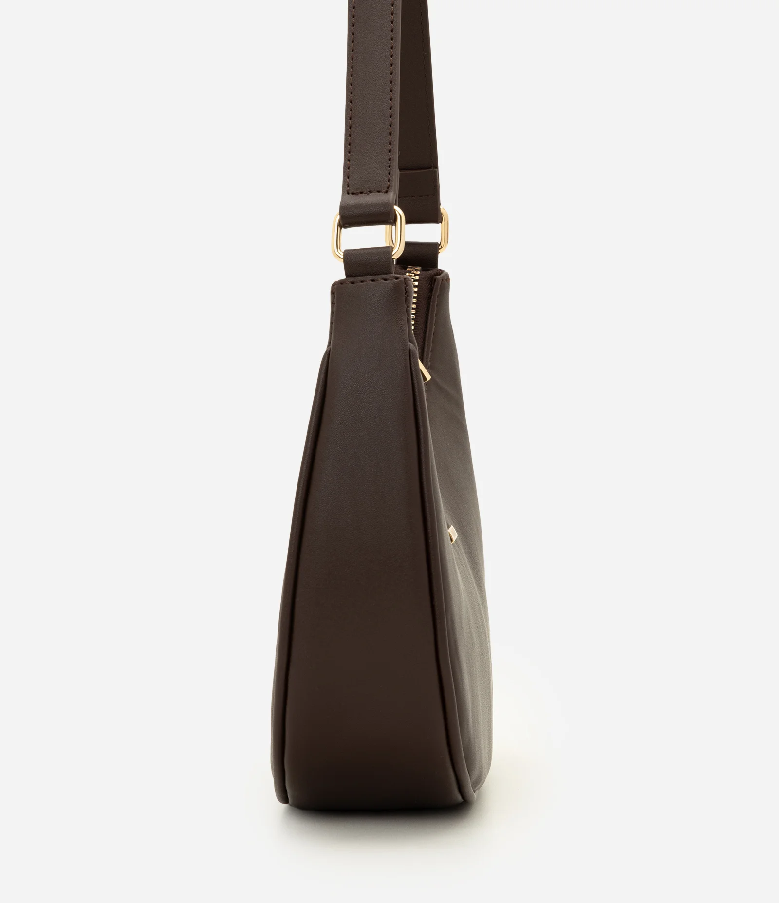 Bolsa Baguete em PU com Metais Light Gold e Alça Ajustável Marrom 2