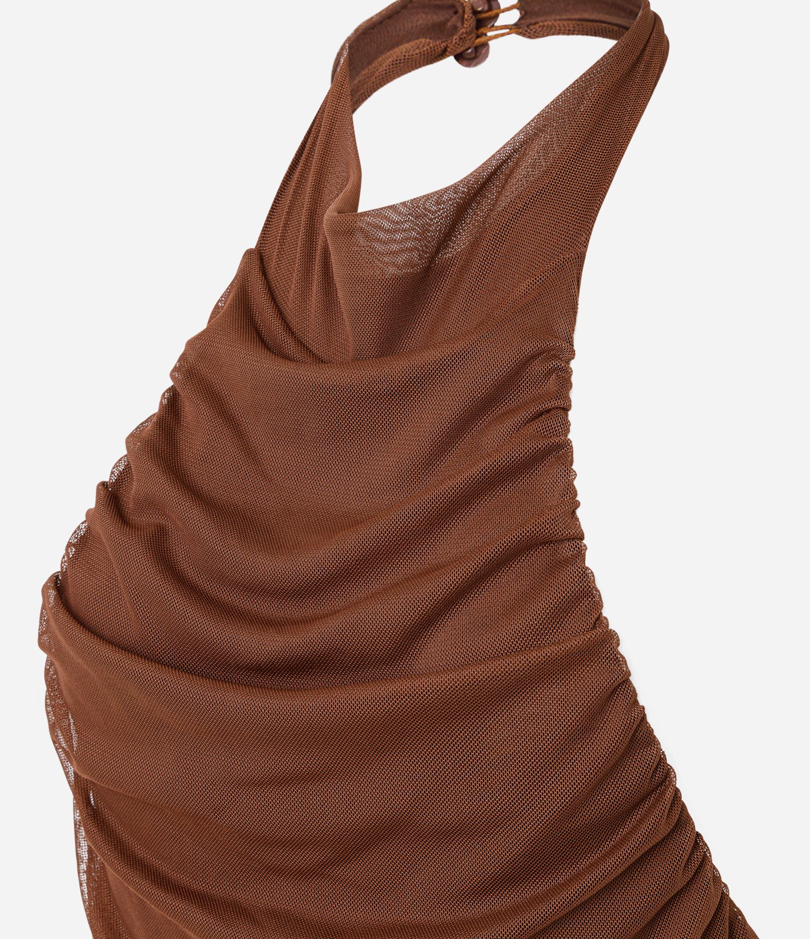 Body Frente Única em Tule com Decote Halter Marrom 2