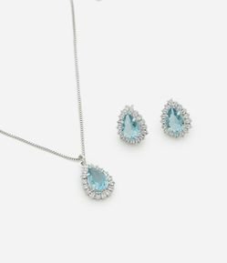 Conjunto de Colar e Brincos com Pingente de Gota