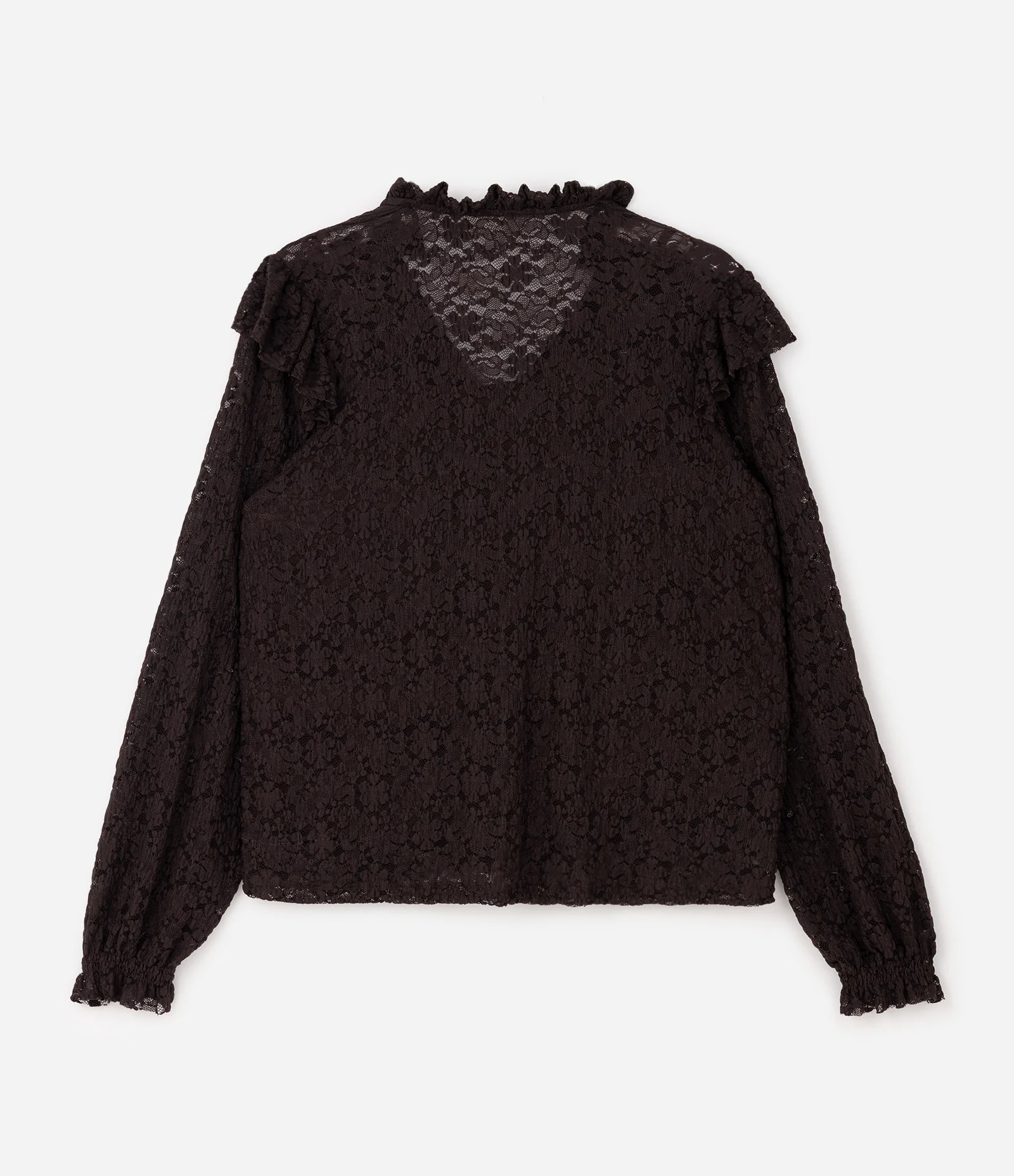 Blusa Renda Decote V Com Lastex Curve & Plus Size Marrom 7