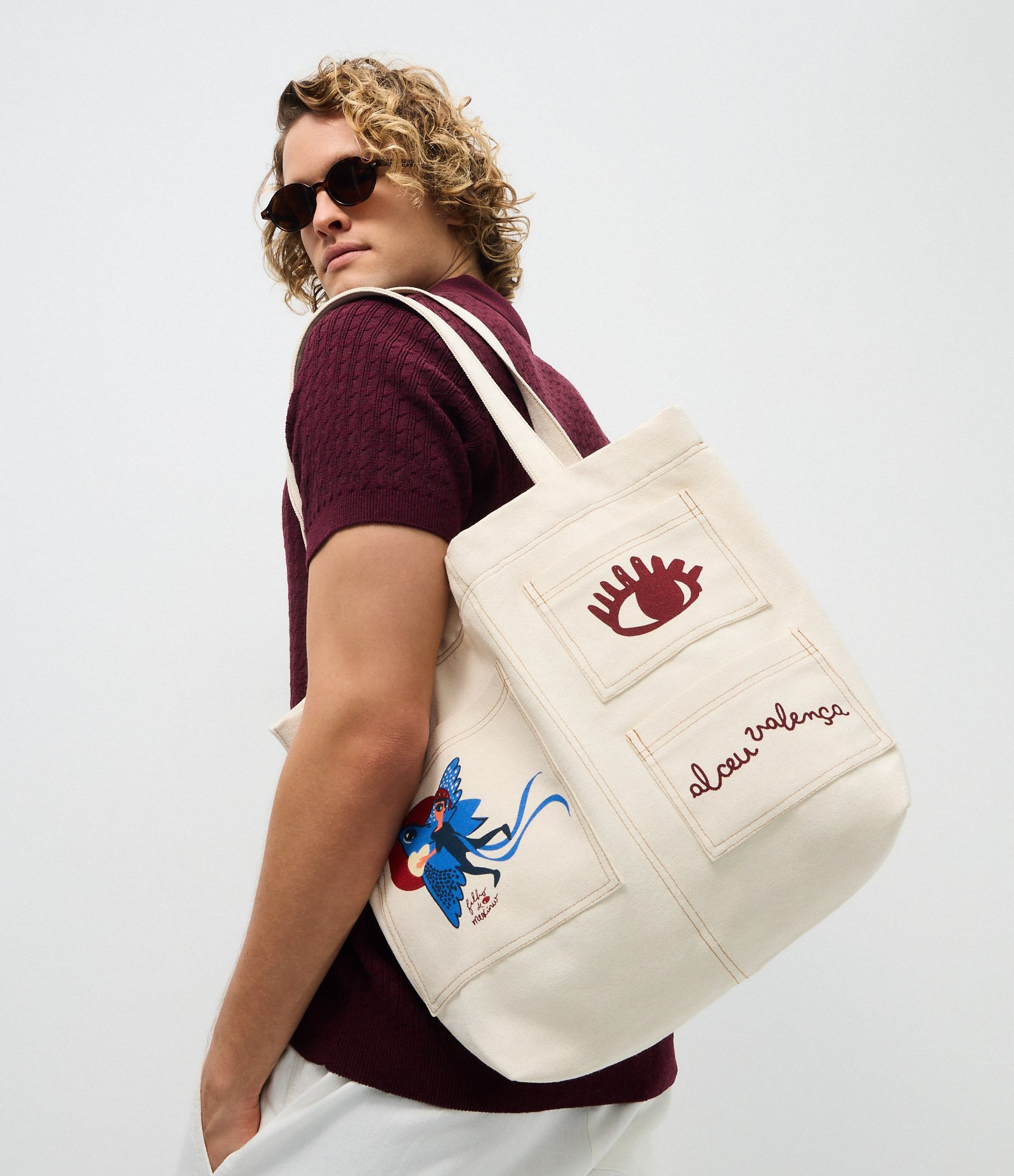 Bolsa Tote Bag em Algodão Alceu Valença Branco 1