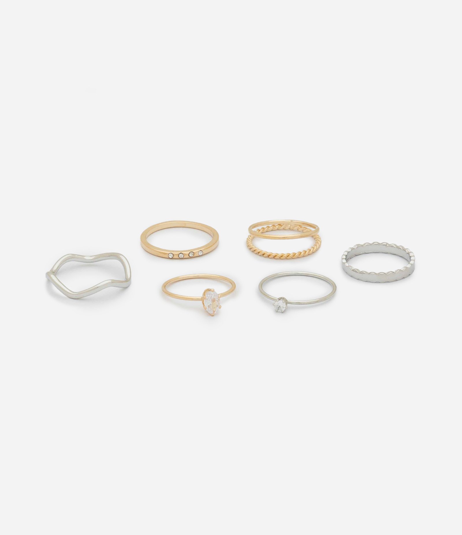 Kit 06 Anéis em Metal com Aplicação de Pedras Multicores 2