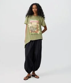 Calça Balloon em Tricoline com Barra Ajustada