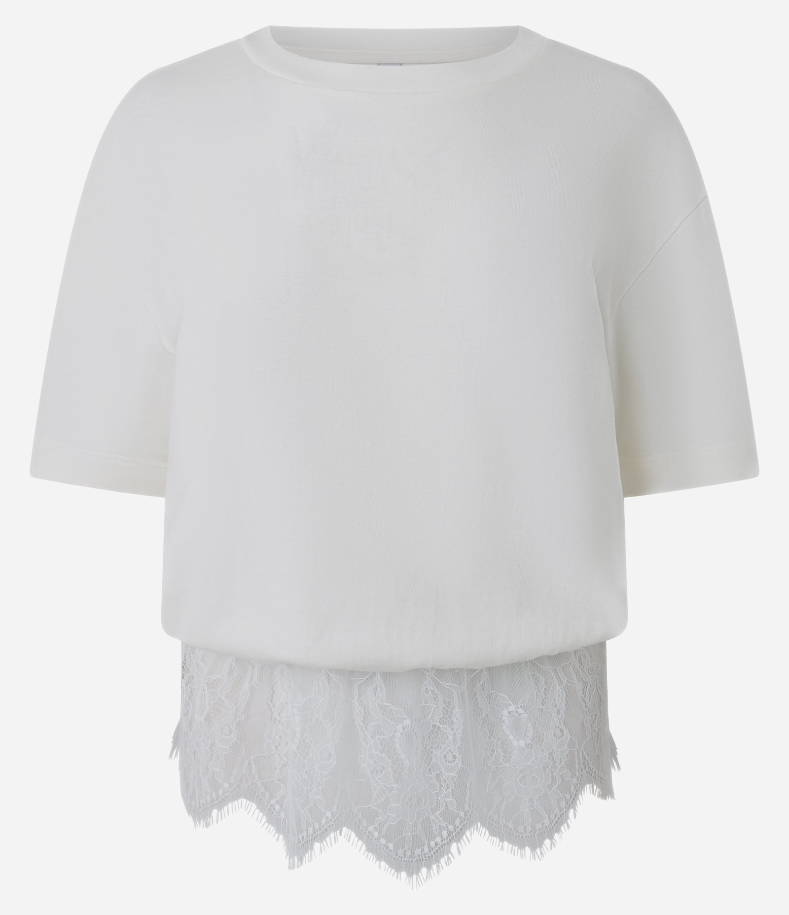 Blusa Boxy em Algodão com Aplicação de Renda na Barra Branco 5