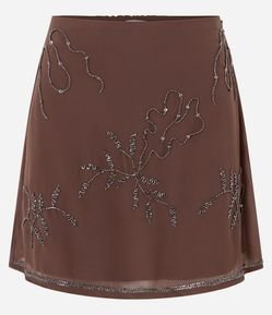 Saia Curta em Chiffon com Bordado de Miçangas