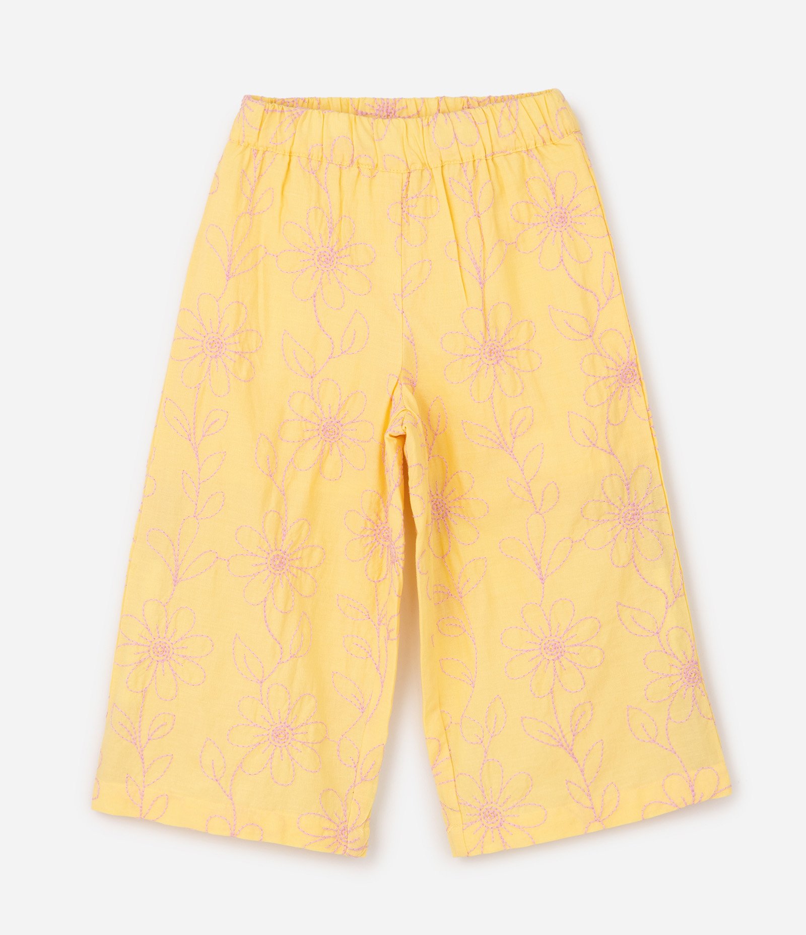 Conjunto Infantil com Blusa e Calça Bordadas - Tam 1 a 6 Anos Amarelo 4