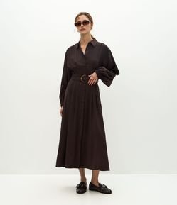 Vestido Midi em Viscose com Cinto Largo