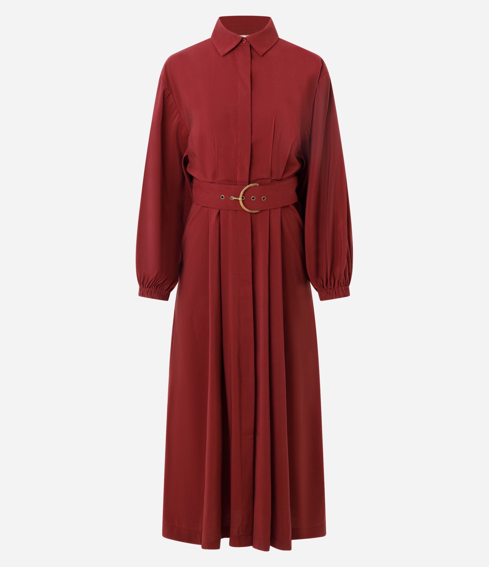 Vestido Midi em Viscose com Cinto Largo Terracota 5