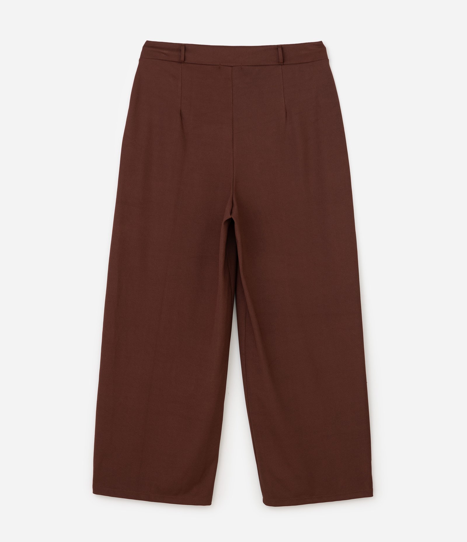 Calça Wide Leg Alfaiatada com Recortes Curve & Plus Size Marrom 7