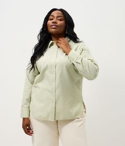Camisa Listrada em Tricoline Curve & Plus Size