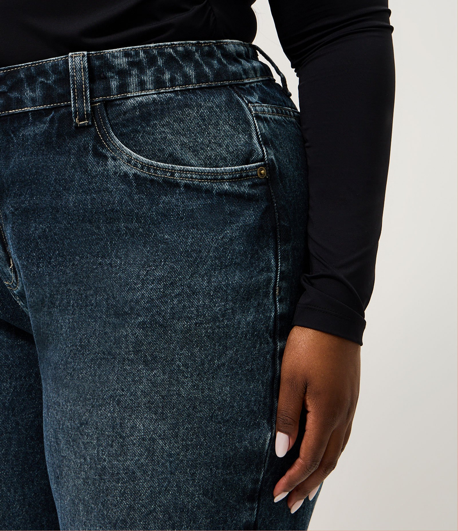 Calça Jeans Marmorizada Reta Curve & Plus Size Azul 3
