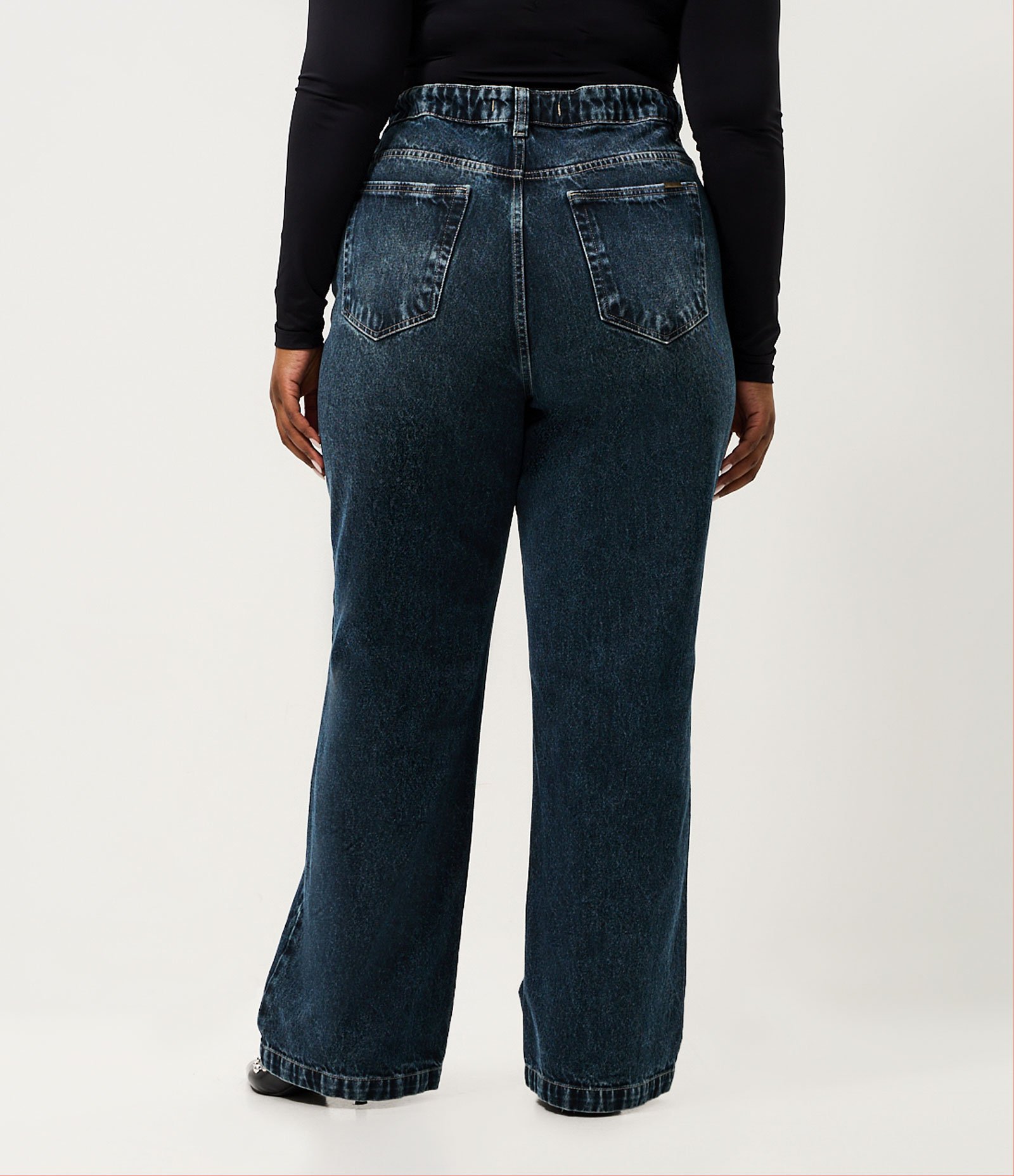 Calça Jeans Marmorizada Reta Curve & Plus Size Azul 5