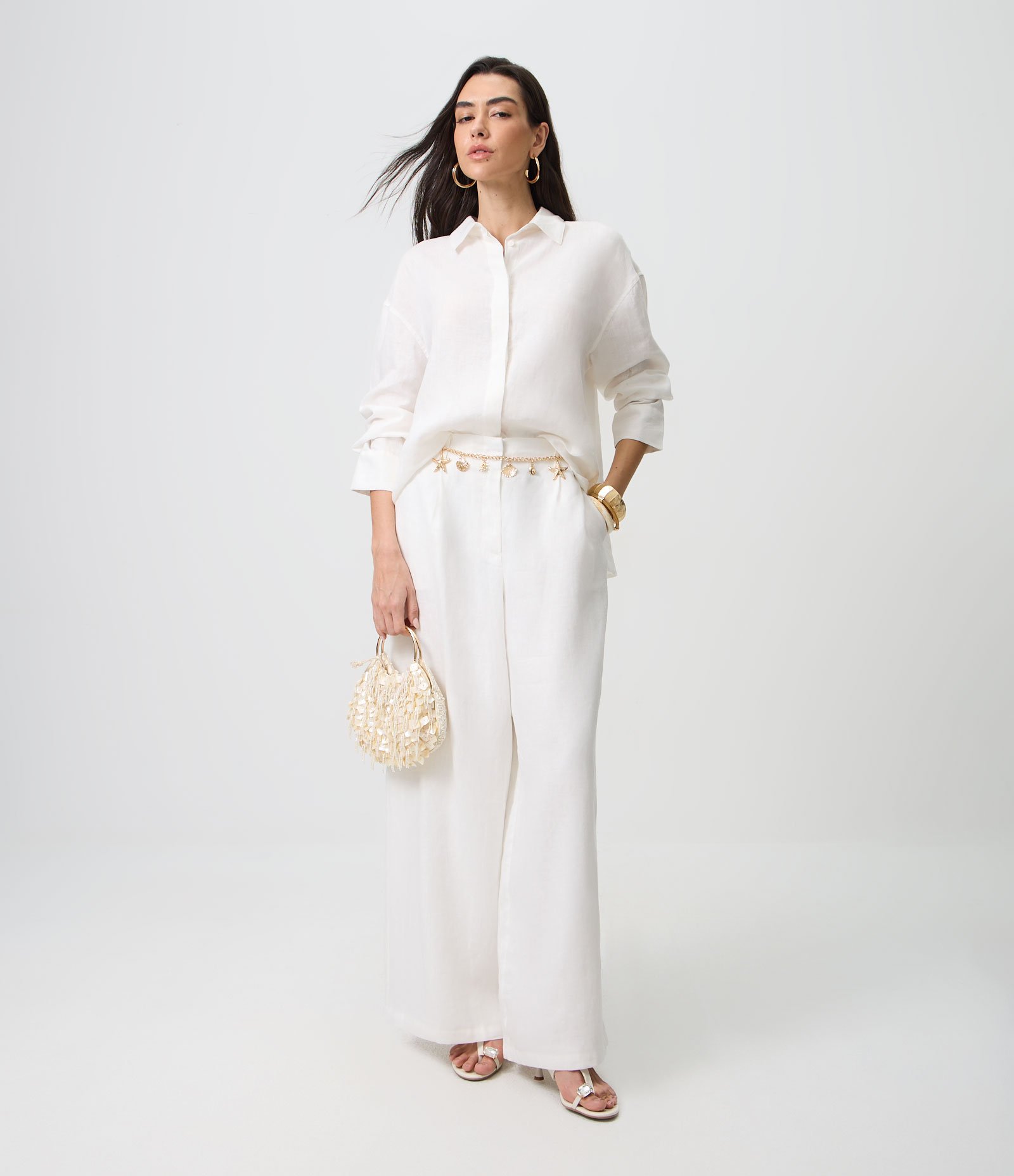 Camisa Oversized em Linho com Vista Escondida Branco 3