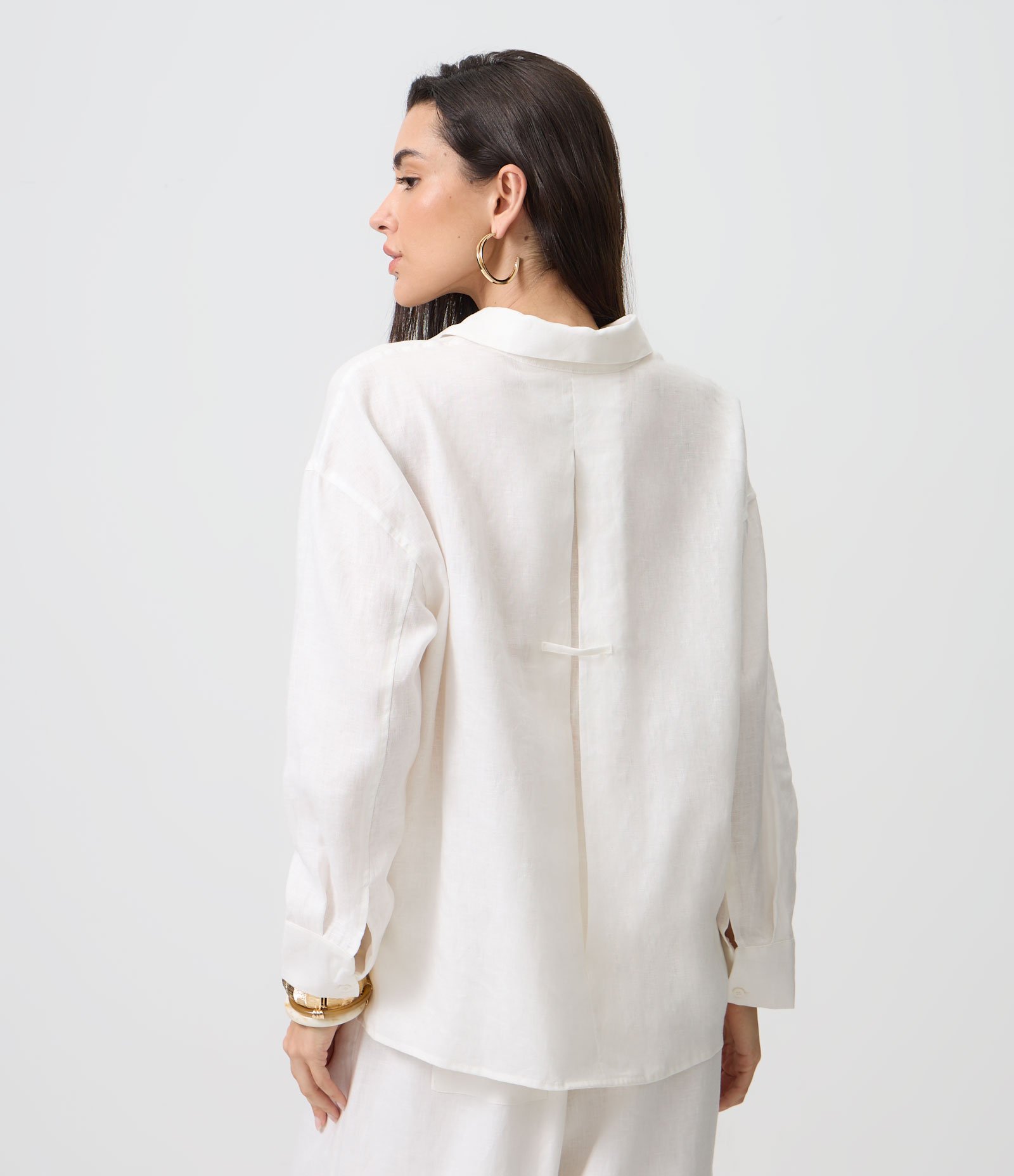 Camisa Oversized em Linho com Vista Escondida Branco 4