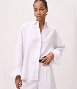 Camisa Oversized em Linho com Vista Escondida
