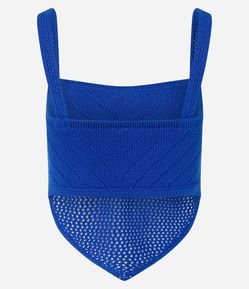 Blusa Cropped em Tricô com Barra de Ponta