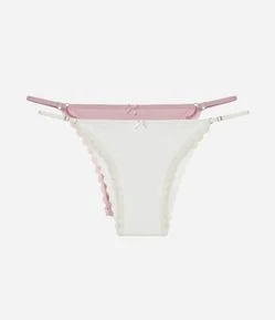 Kit 02 Calcinhas String com Detalhe de Rendinha