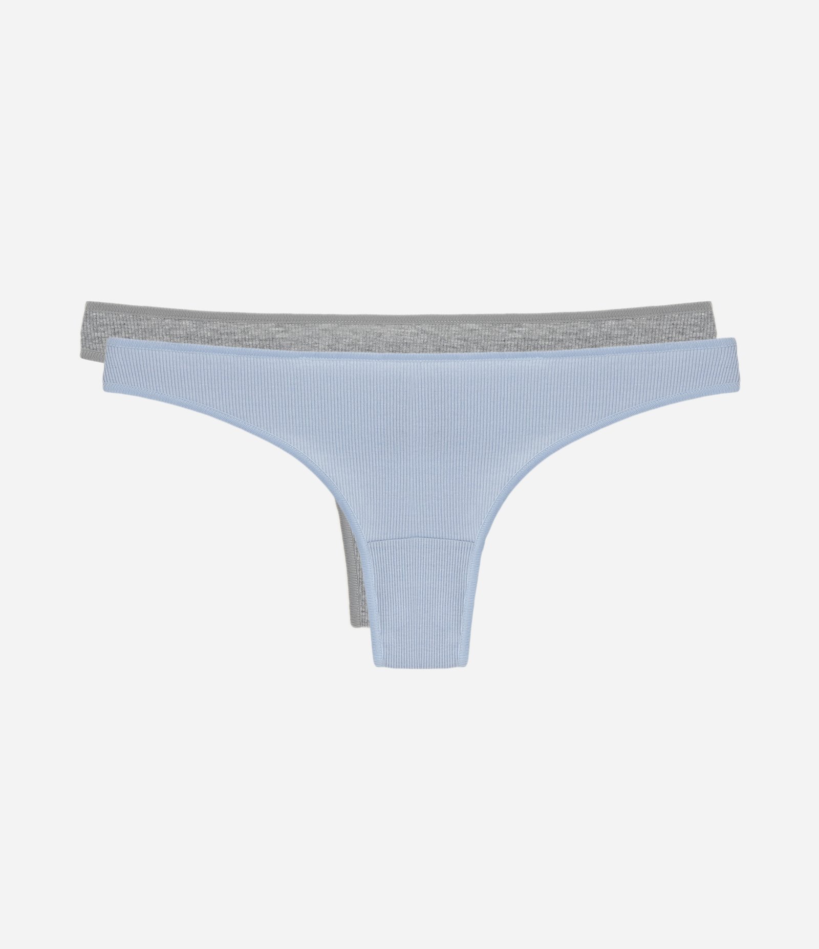 Kit 02 Calcinhas Biquíni Fio em Ribana Texturizada Azul/Cinza 1