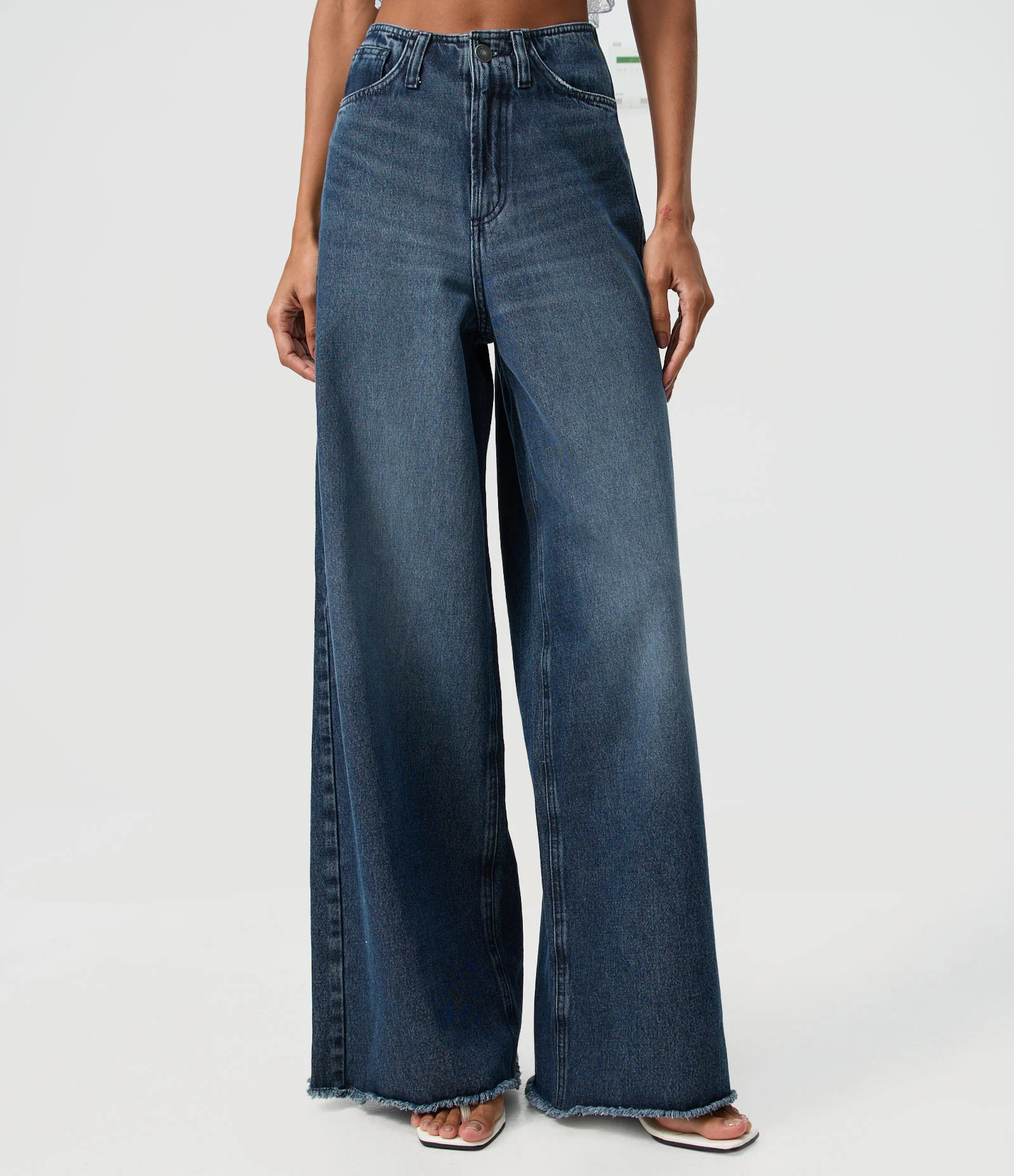 Calça Super Wide em Jeans sem Cós Azul 2