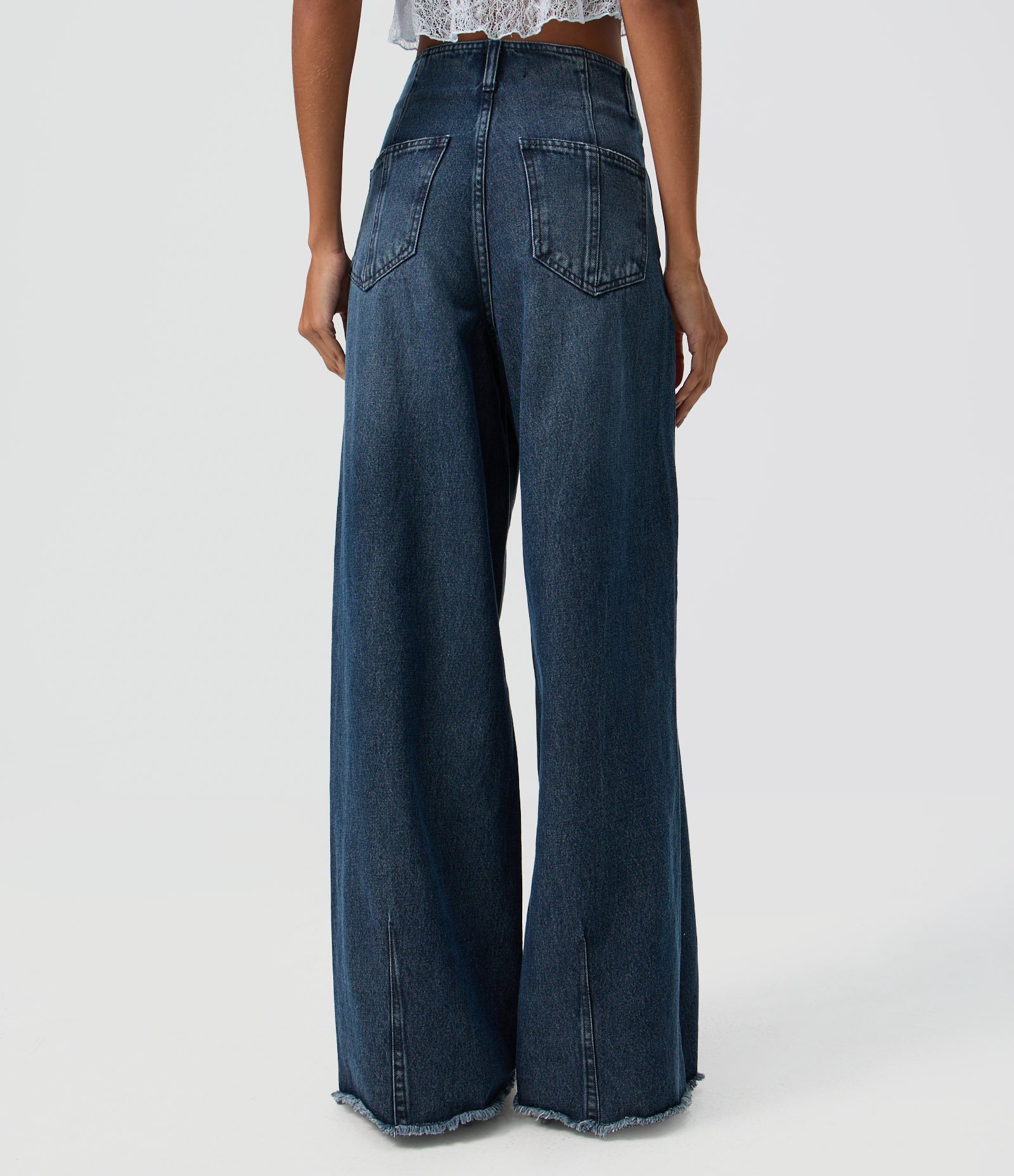 Calça Super Wide em Jeans sem Cós Azul 4