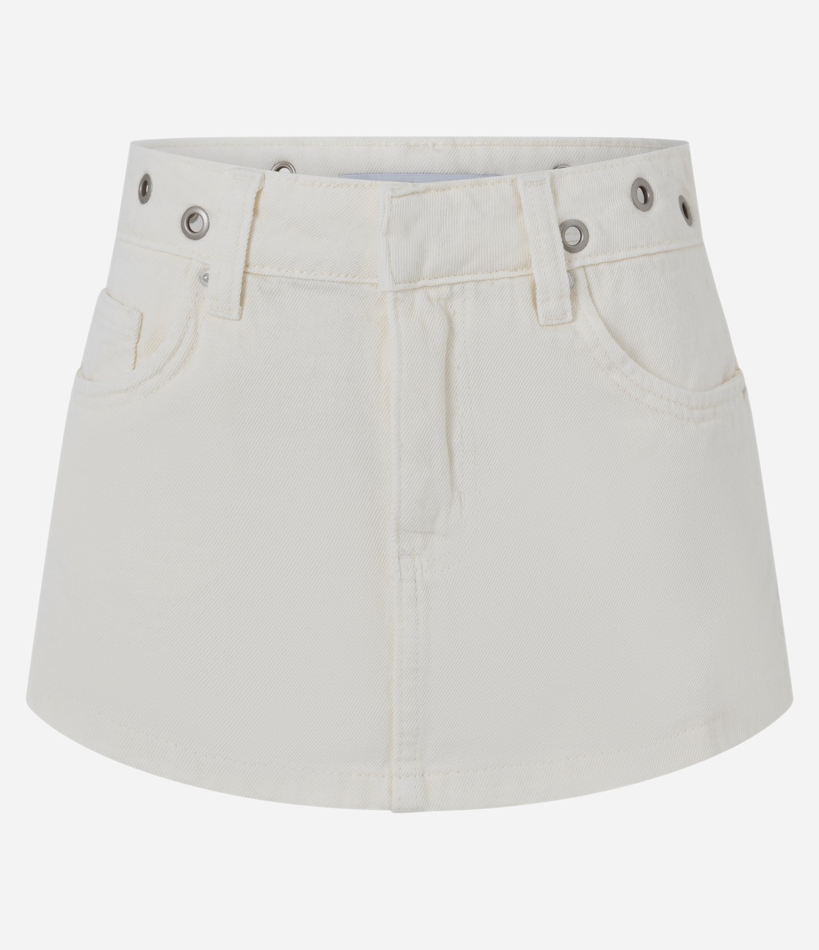 Short Saia em Sarja com Cintura Média e Ilhós Branco 5