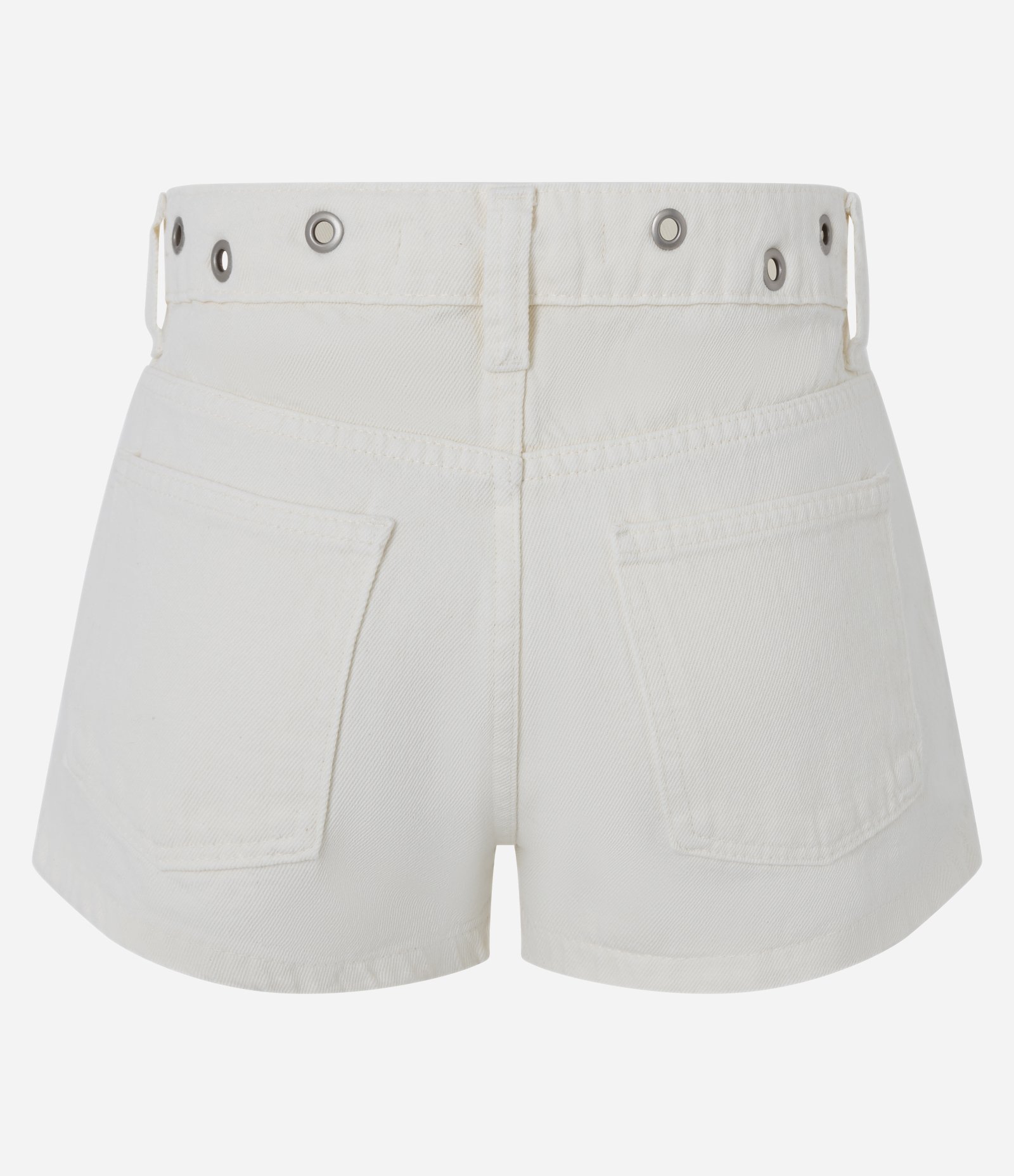 Short Saia em Sarja com Cintura Média e Ilhós Branco 7