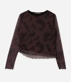Blusa em Tule com Estampa Paisley Curve & Plus Size
